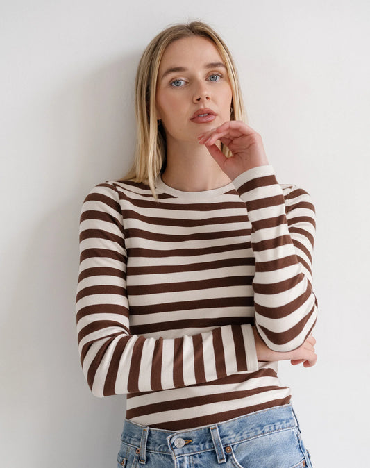 Brunette The Label Ribbed Long Sleeve Tee
