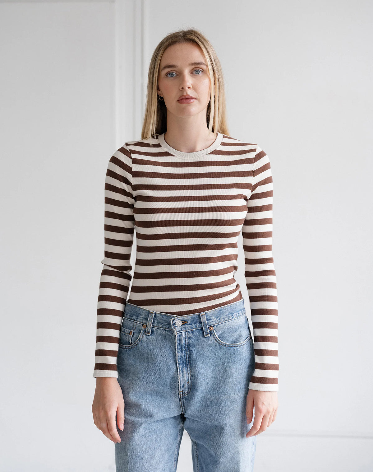 Brunette The Label Ribbed Long Sleeve Tee