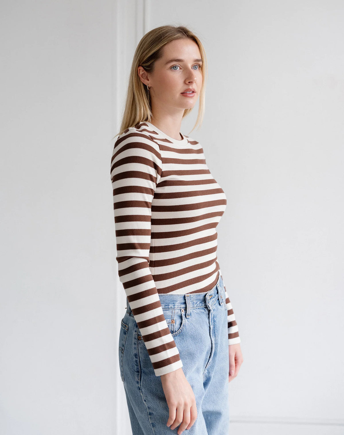 Brunette The Label Ribbed Long Sleeve Tee