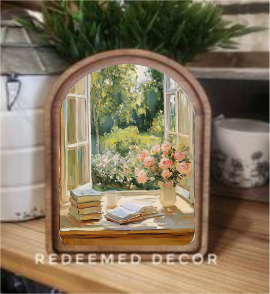 Arch Top Spring Window Framed Art    : 6x8"