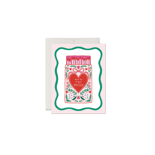 Perfect Match Love Card Matchbox Illustration Love Pun Card