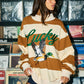Lucky Duck Striped Mockneck Sweatshirt