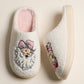 Fuzzy Holiday Slippers with Cowboy Santa and Boot Design
