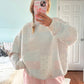 Blue Quilted Pastel Mockneck Sweatshirt