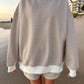 Brown and White Big Striped Mockneck Sweatshirt