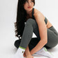 Olive Embroidered Green Striped Pilates Grip Socks Martini