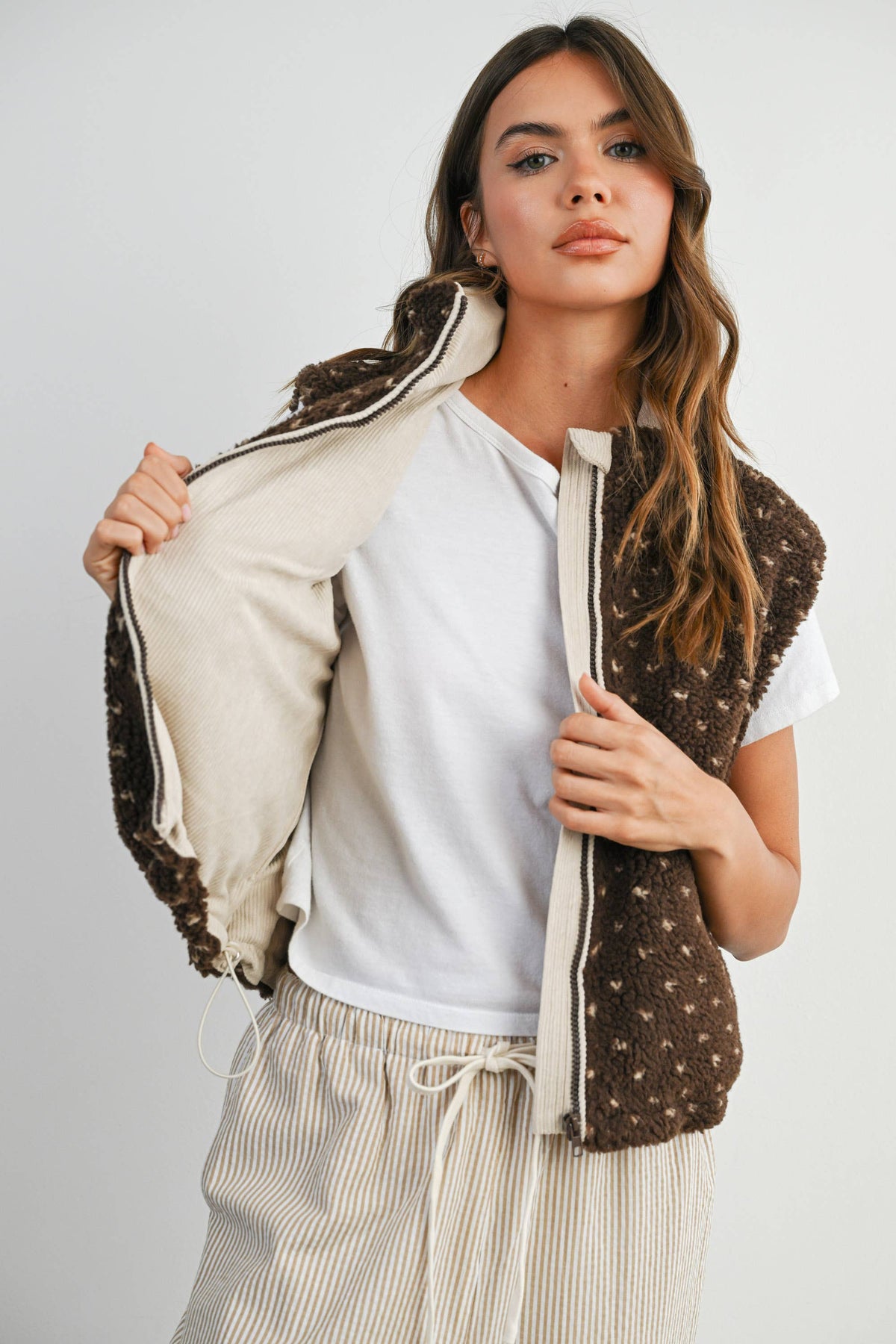 Floral Fleece Sleeveless Vest
