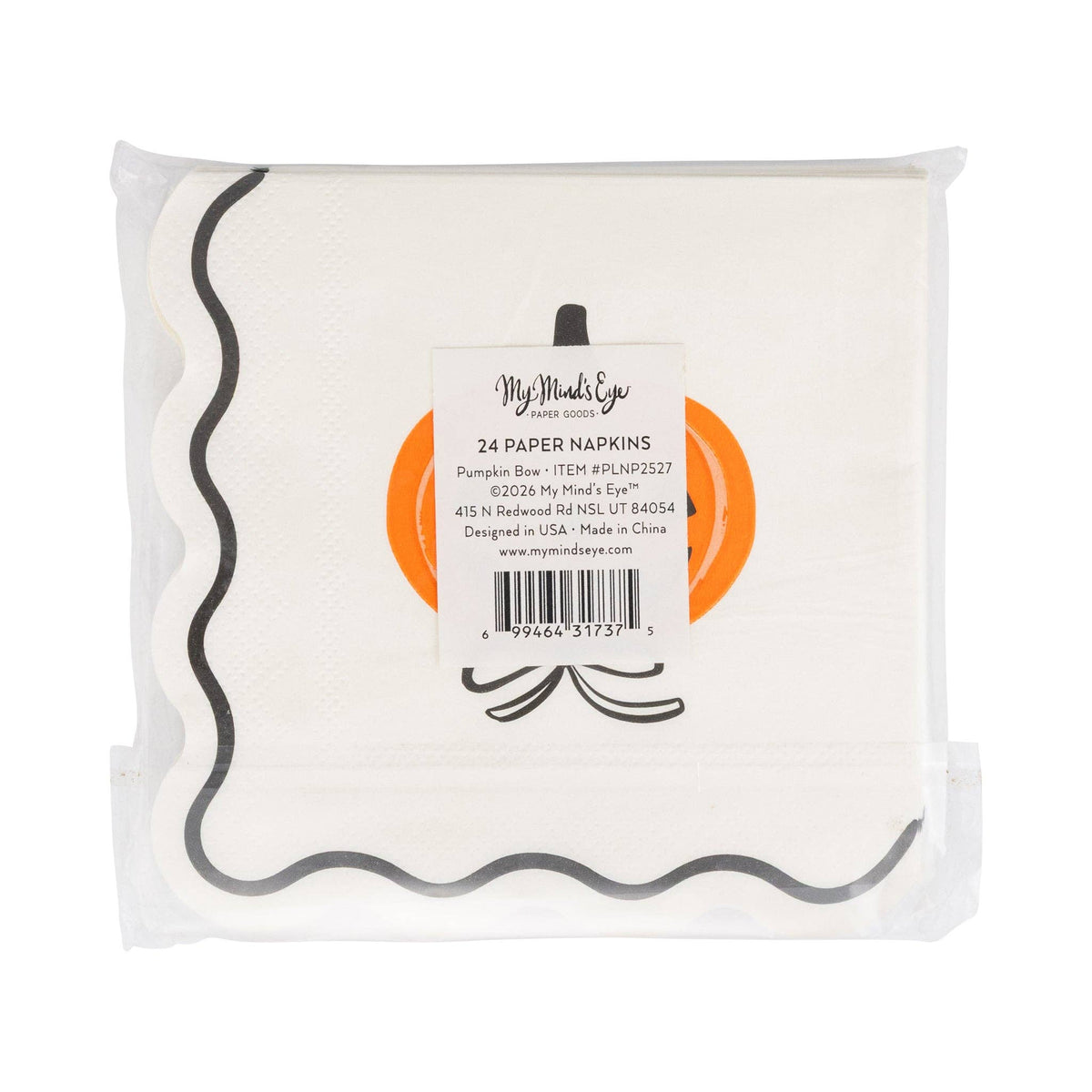 Pumpkin Bow Cocktail Napkin 24 ct