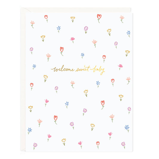 Petite Floral Baby Greeting Card