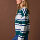 Striped Soft Knit Crew Neck Button Cardigan