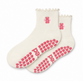 Pink Gummy Bear on Ruffled Cream Pilates Grip Sock