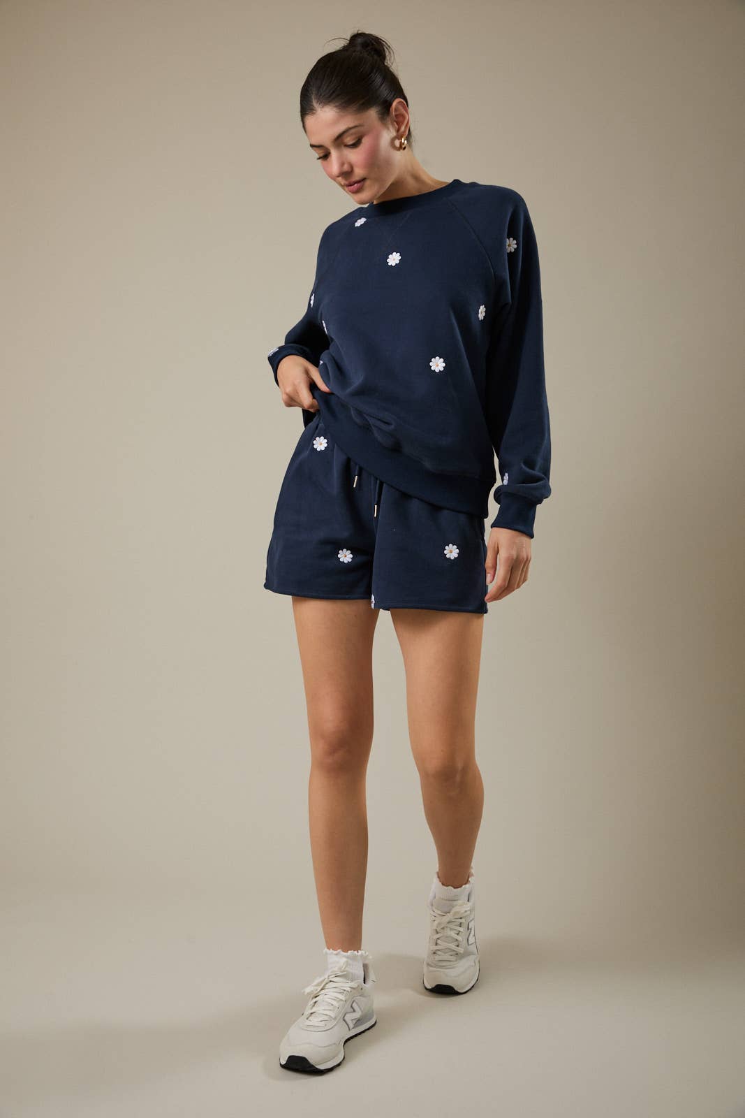 Embroidered Daisy Shorts