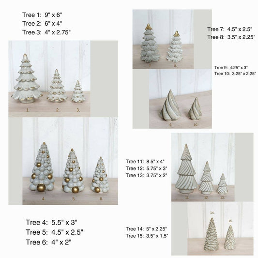 Concrete Christmas Trees - White Small with Gold