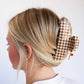 BROWN GINGHAM TOMATO CHARM CLAW: OVERSIZED