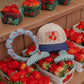 BLUE GINGHAM STRAWBERRY CHARM CLAW: MIDI