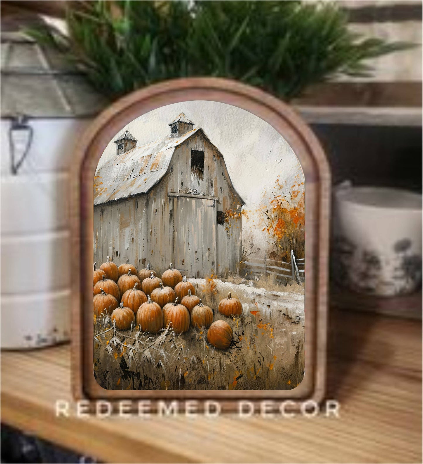 Arch Top Harvest Barn Framed Art  : 6x8"