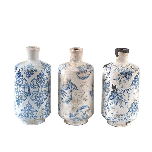Terracotta Vase With Blue Pattern