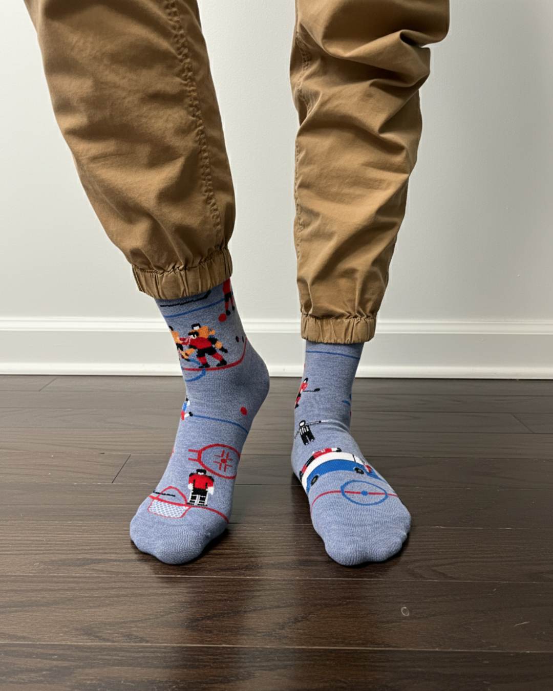 Men’s Funny Hockey Mid-Calf Scene Socks
