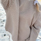 Brown and White Big Striped Mockneck Sweatshirt