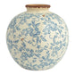Large Terracotta Vase With Blue Pattern