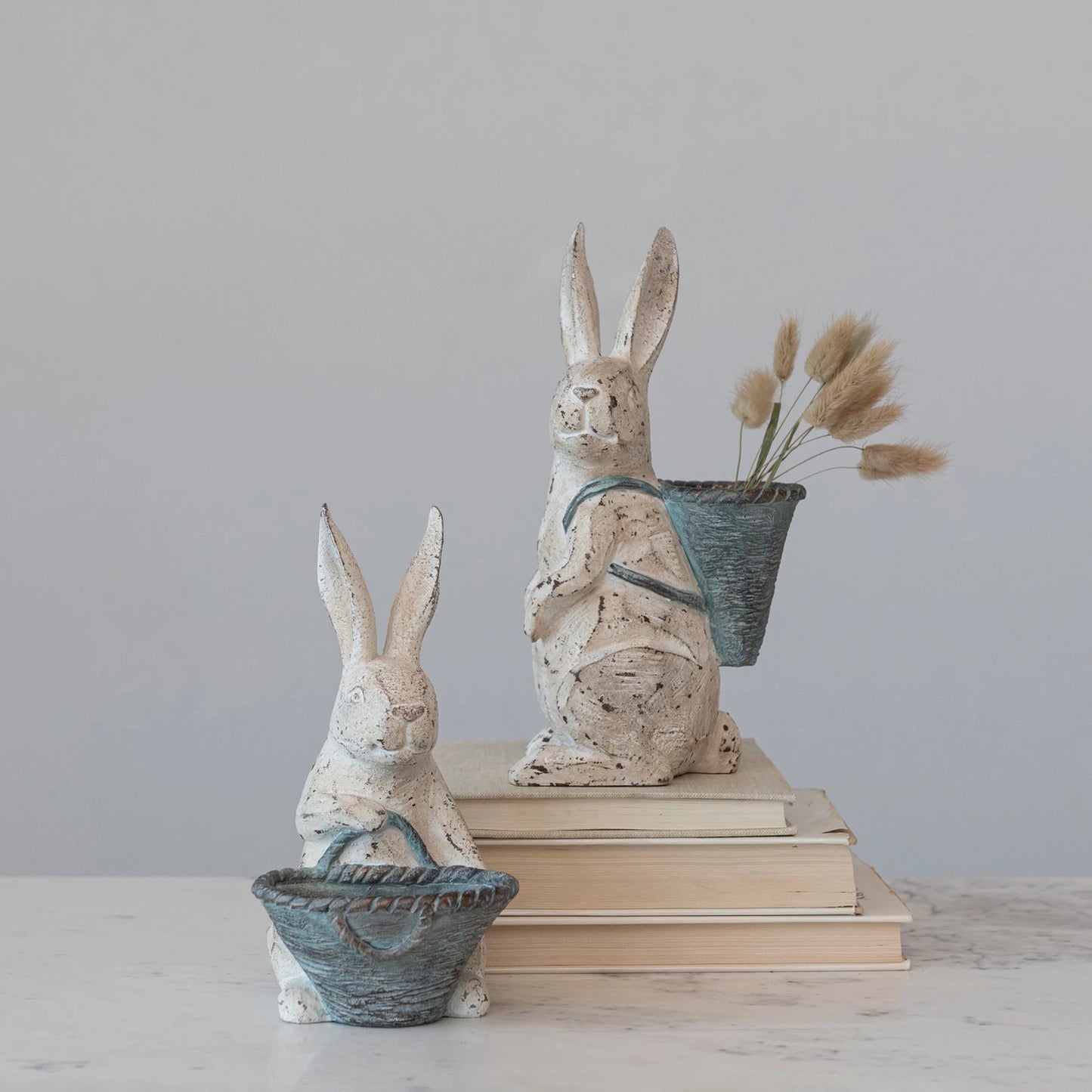 Resin Rabbit With Basket/ Backpack