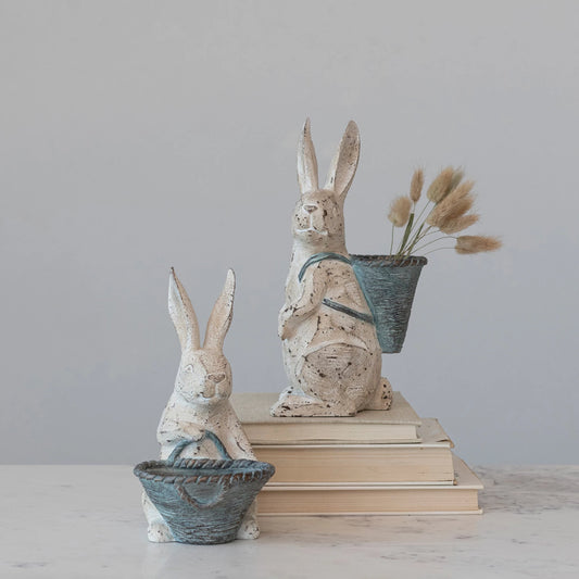 Resin Rabbit With Basket/ Backpack