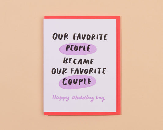 Favorite Couple Wedding Letterpress Greeting Card