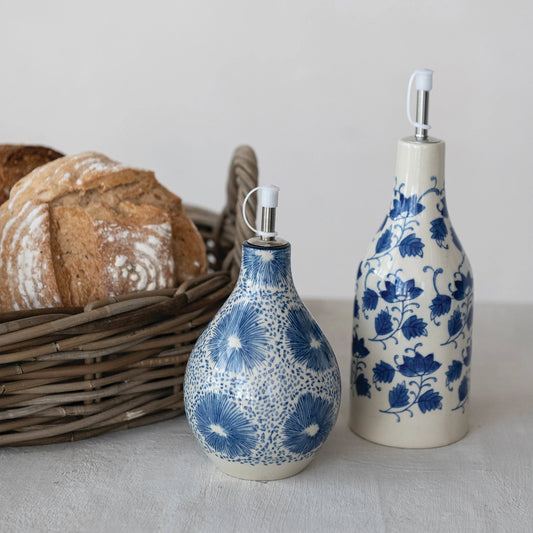 Stoneware Oil Cruet With Stainless Steel Stopper