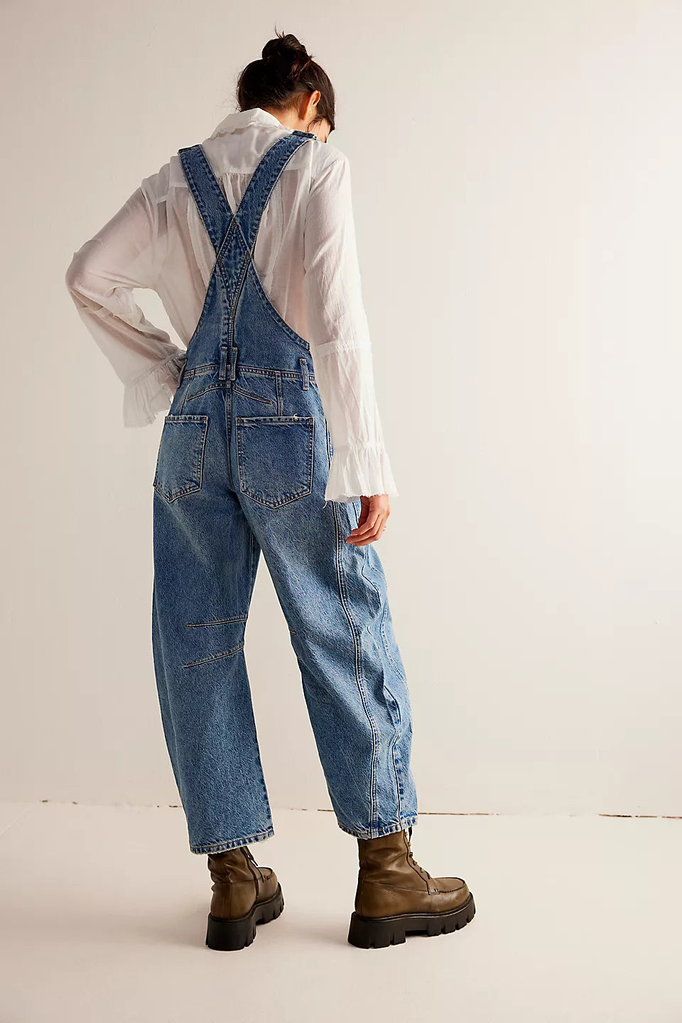 Free People Good Luck Barrel Overalls Ultra Light Beam