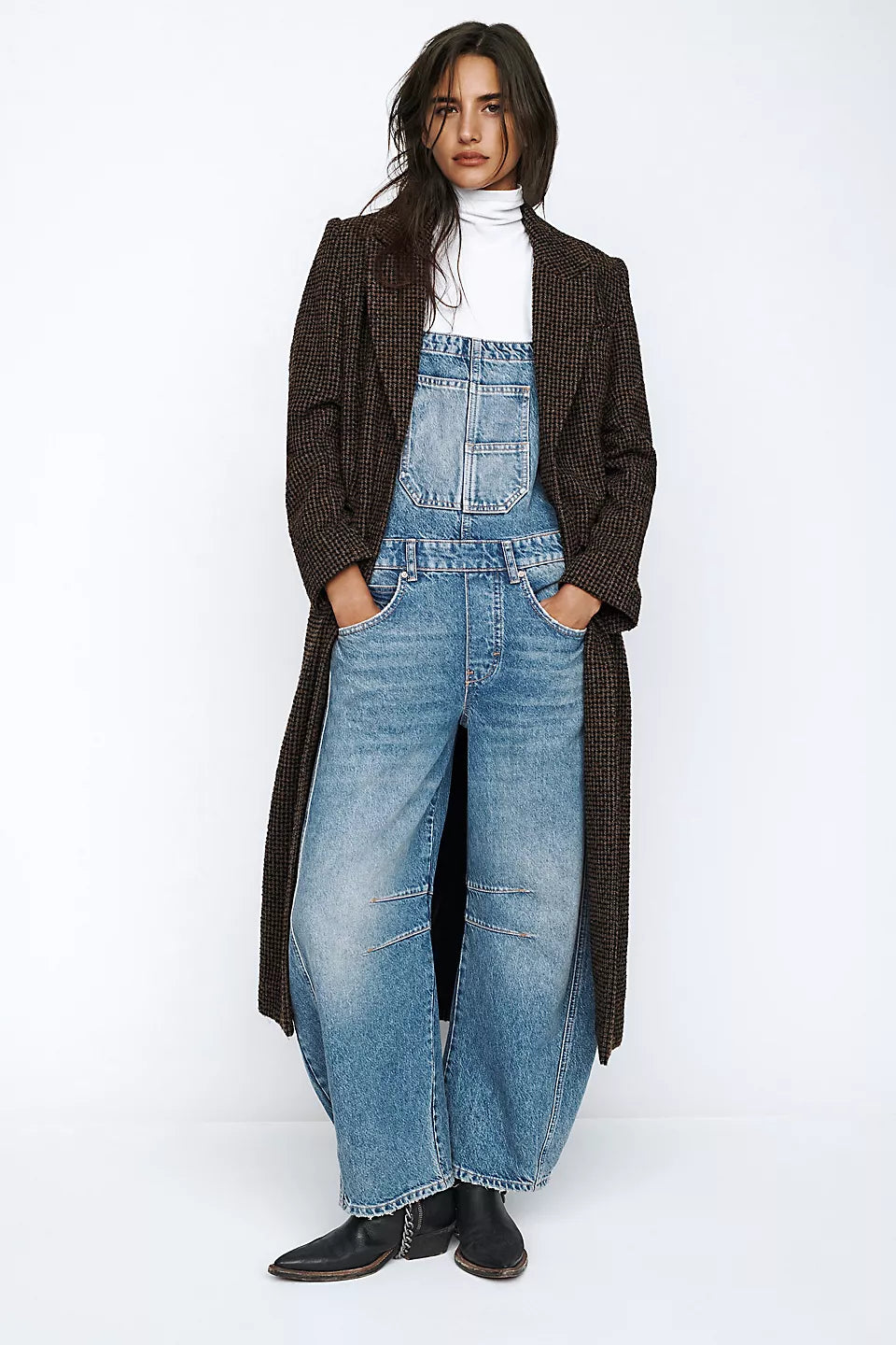 Free People Good Luck Barrel Overalls Ultra Light Beam