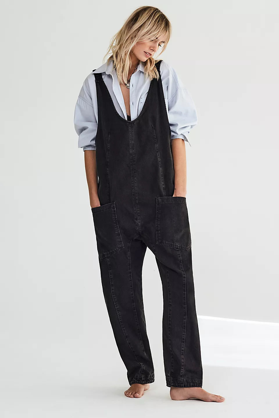 Free People High Roller Jumpsuit Black