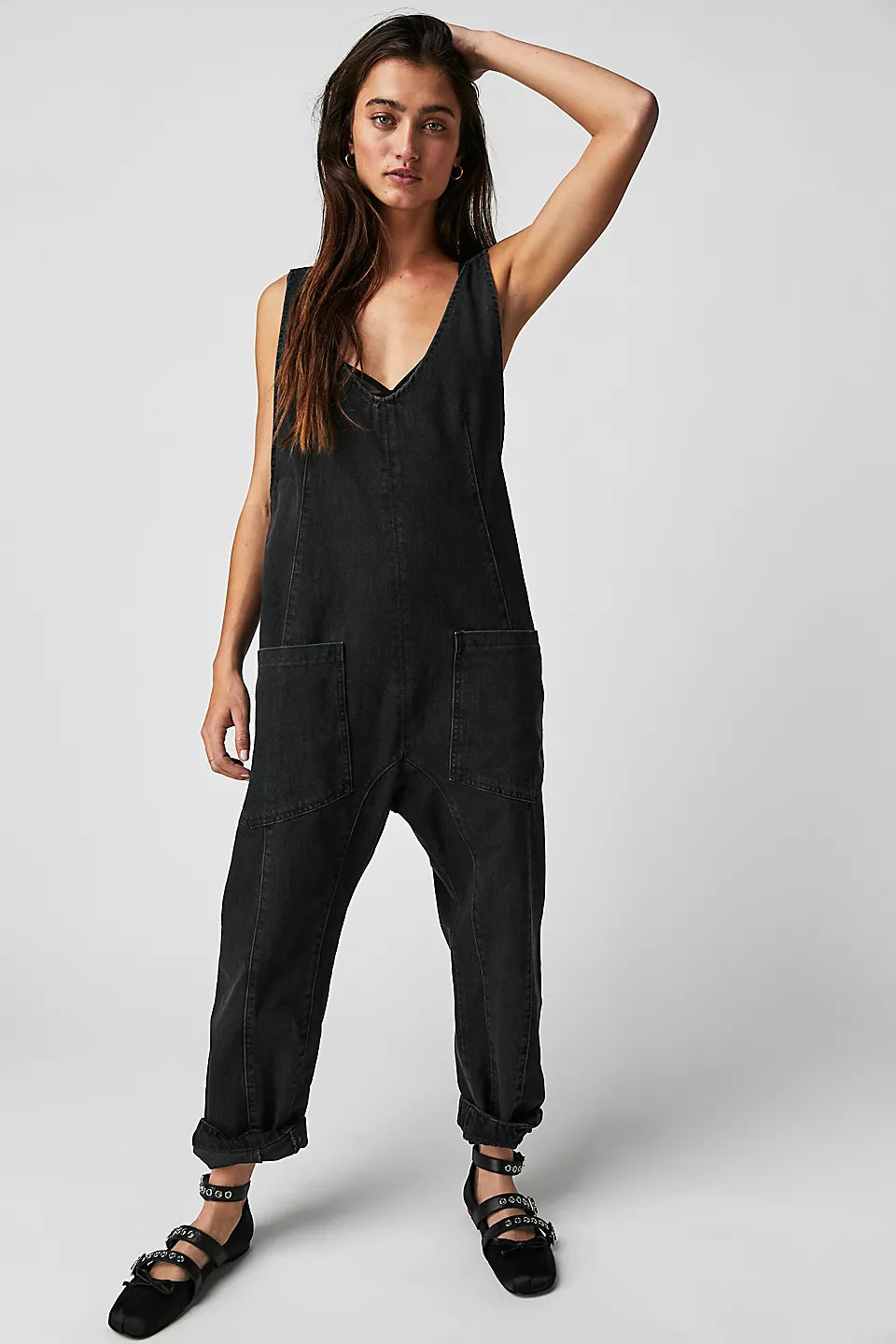 Free People High Roller Jumpsuit Black