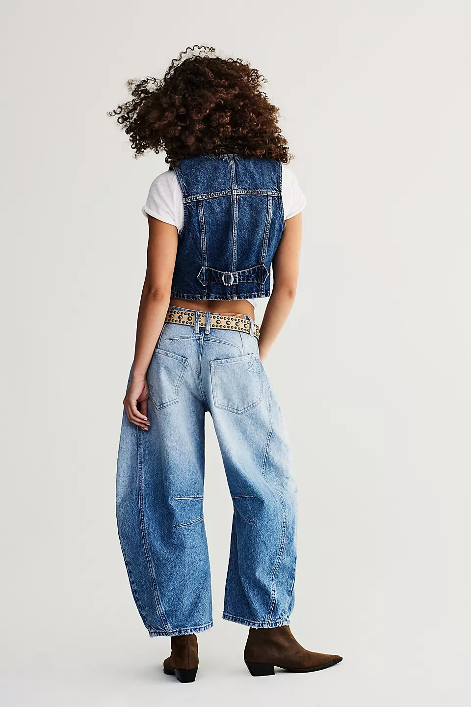 Free People Good Luck Barrel Jeans Barnyard Blue