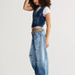 Free People Good Luck Barrel Jeans Barnyard Blue