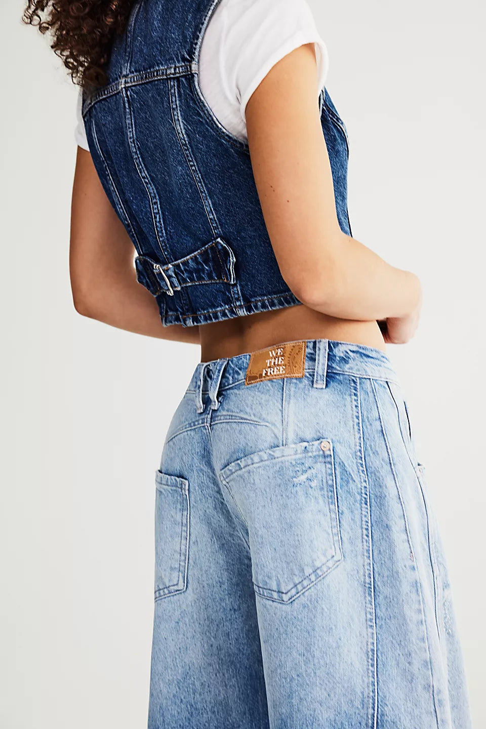 Free People Good Luck Barrel Jeans Barnyard Blue