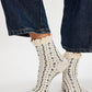 Free People Rosebud Waffle Knit Ankle Socks Ivory