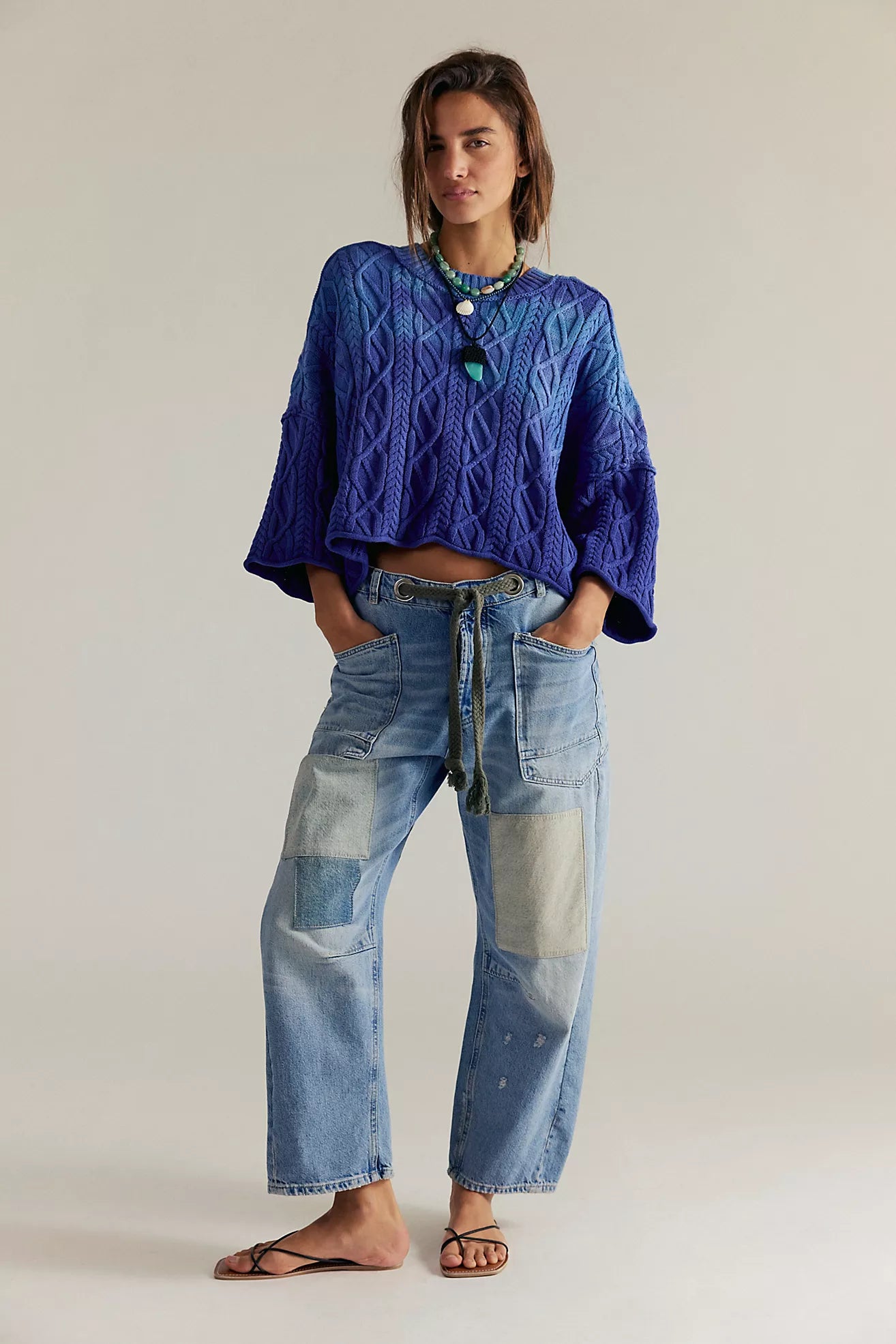 Free People Moxie Low Slung Pull on Barrel Jeans