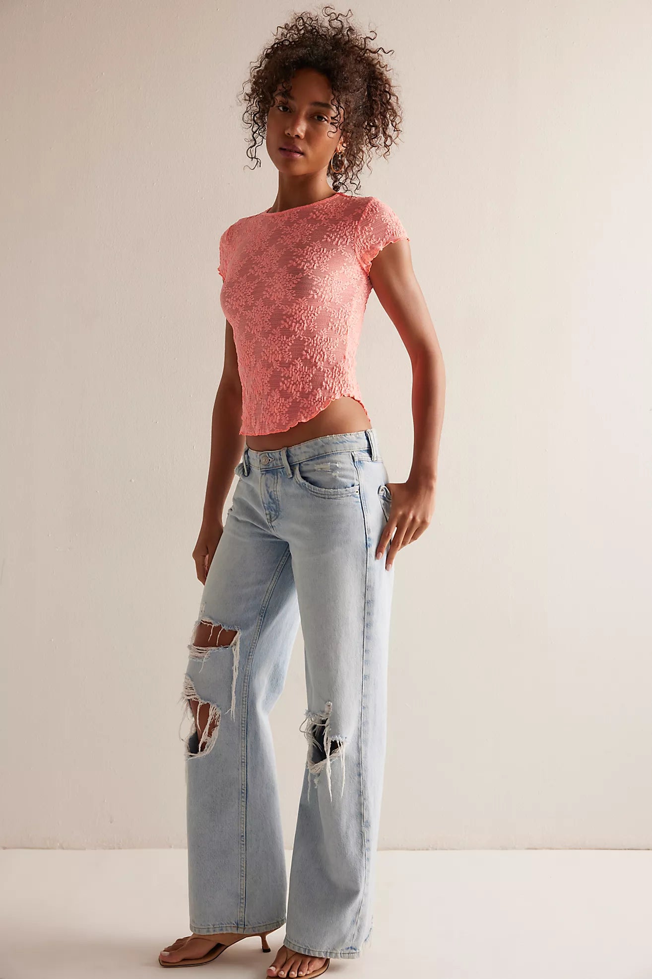 Free People Ready To Go Lace Tee