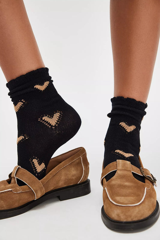 Free People Black Cupids Bow Socks