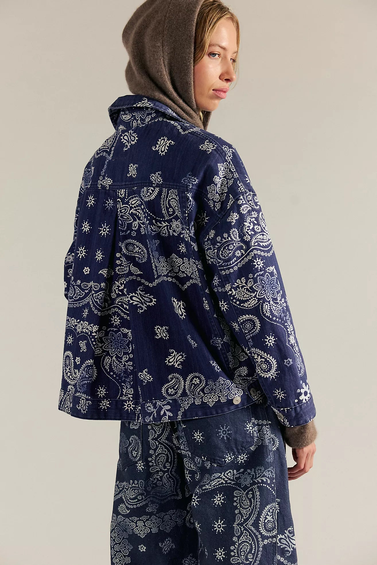 Free People Opal Swing Printed Denim Jacket