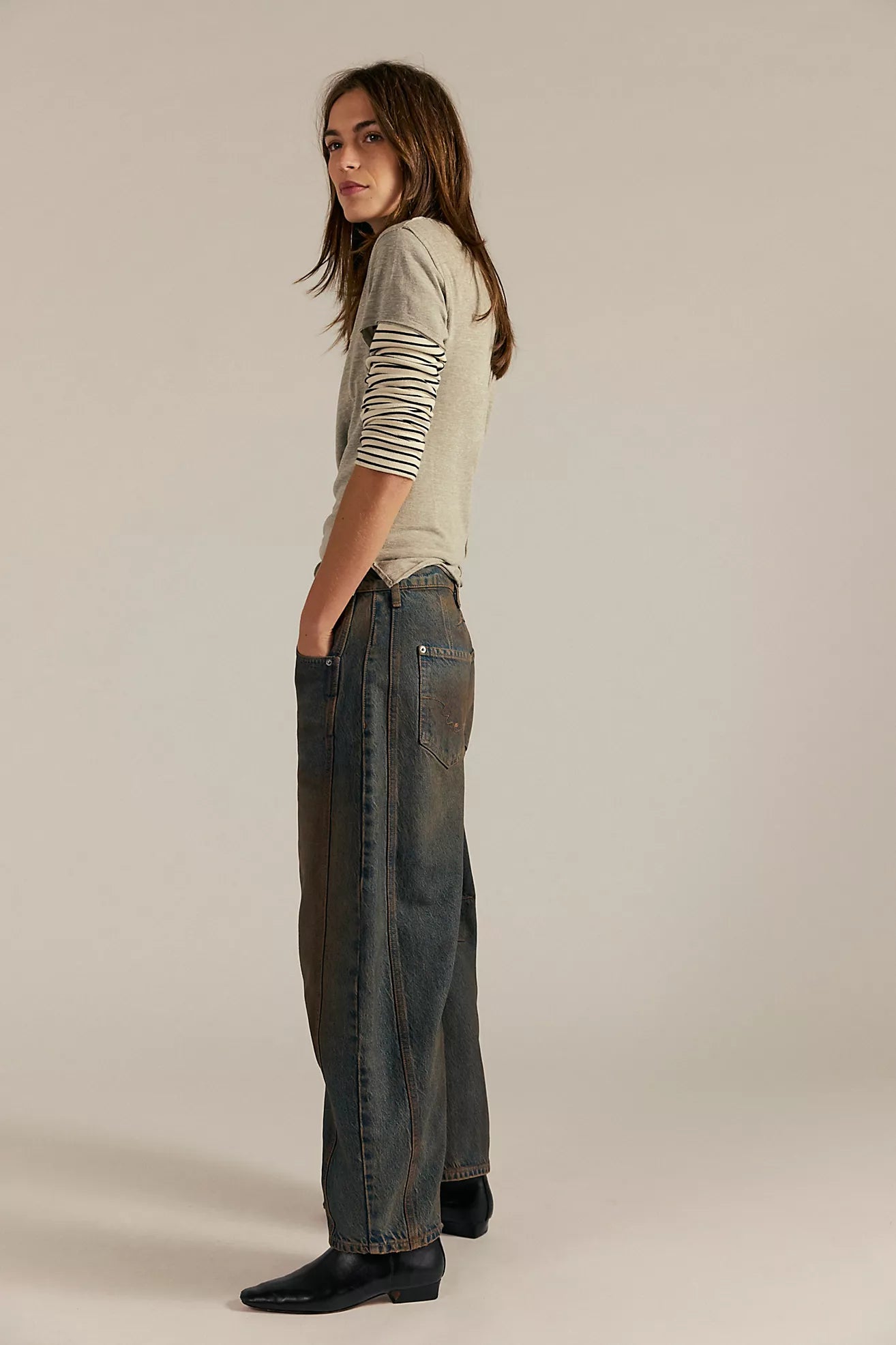 Free People Good Luck Mid Rise Barrel Jeans