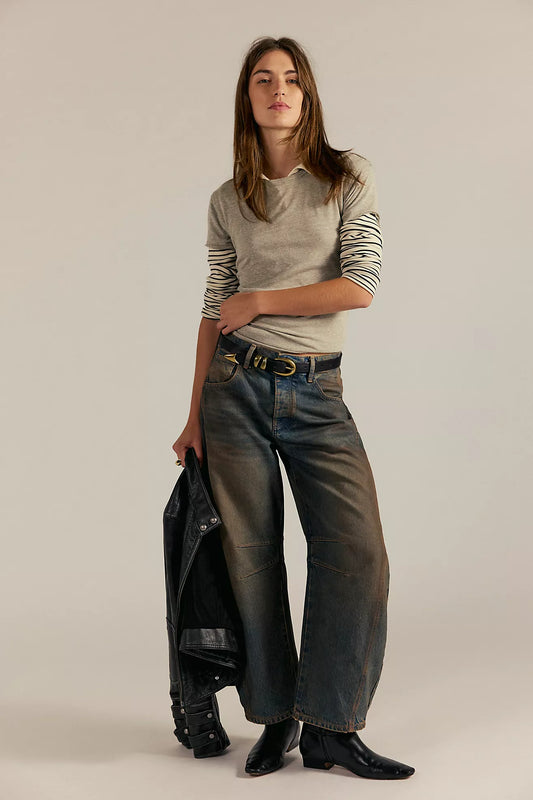 Free People Good Luck Mid Rise Barrel Jeans