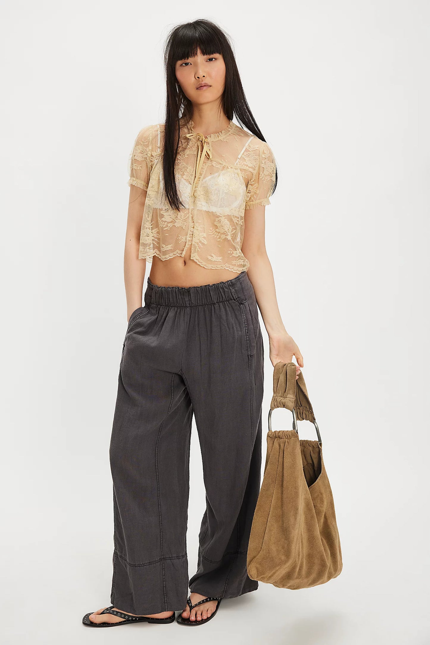 Free People Day's End Linen Pull On Pant