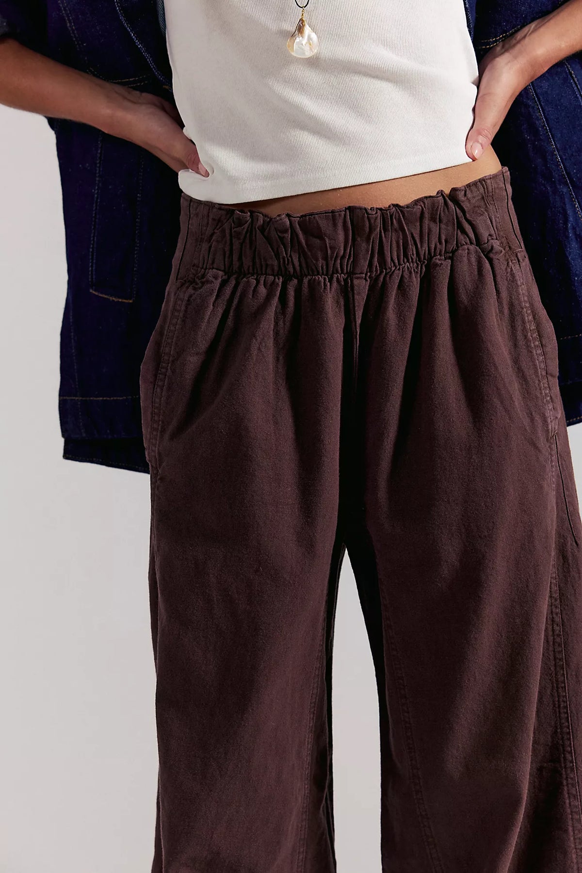 Free People Day's End Linen Pull-On Pant