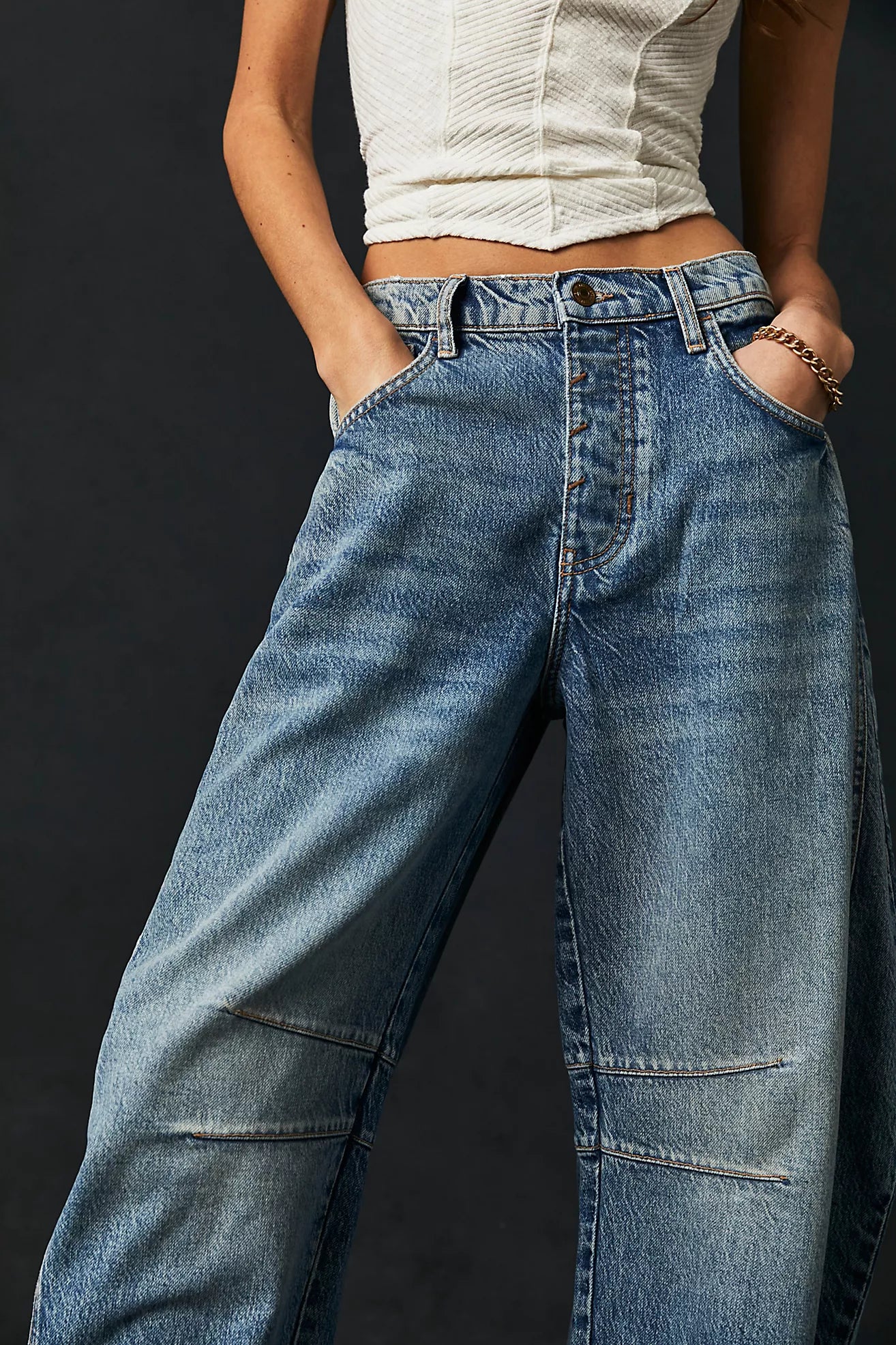 Free People Good Luck Mid Rise Barrel Jeans