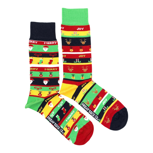 Friday Sock Co. Ugly Christmas Socks Merry & Joy Men's Socks