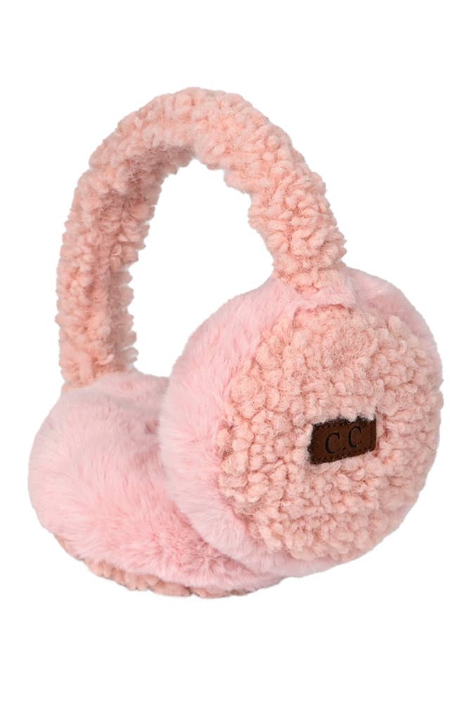 Faux Fur Sherpa Earmuffs: Rose