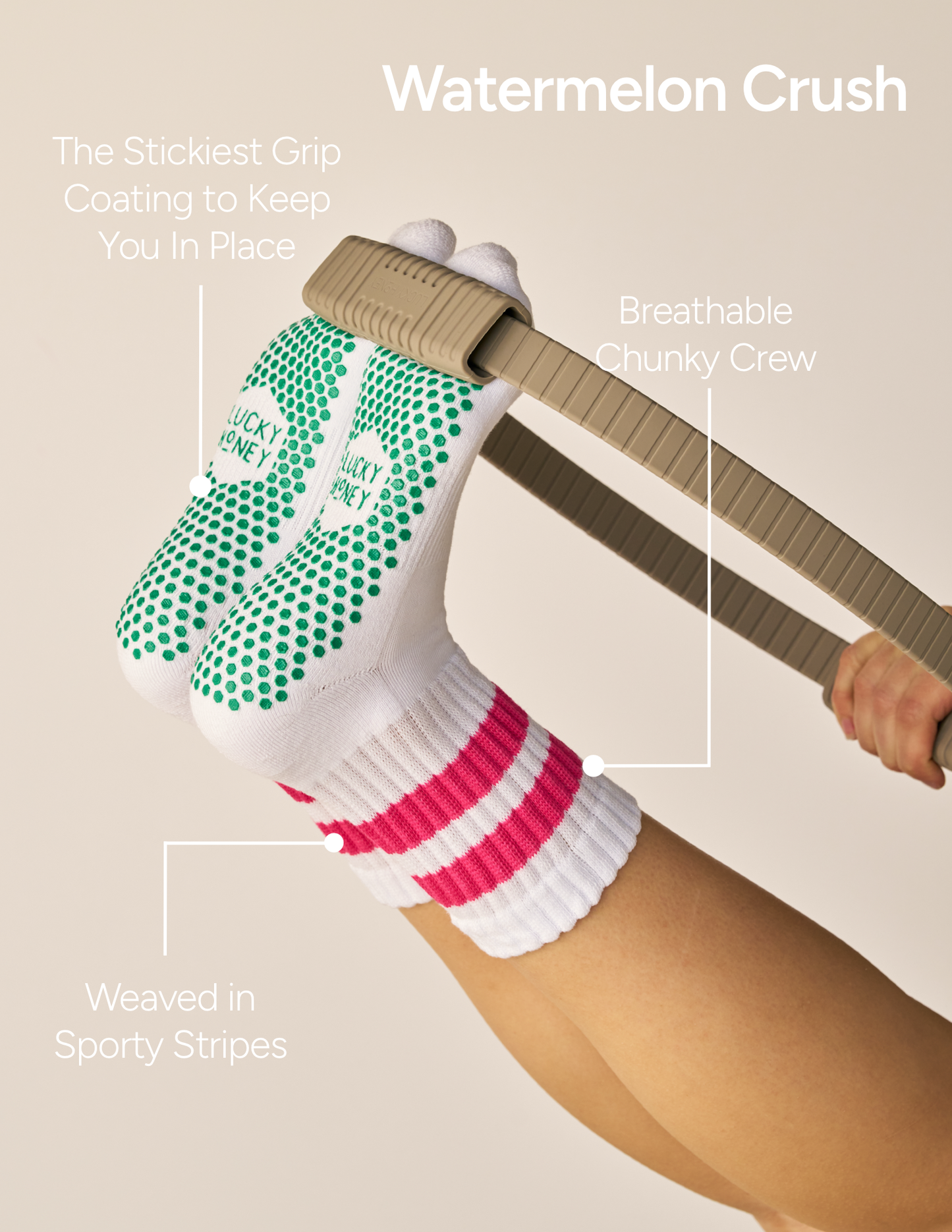 The Chunky Crew Grip Sock: Watermelon