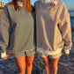 Brown and White Big Striped Mockneck Sweatshirt