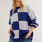 Free People Easy Street Checkered Tunic Blue